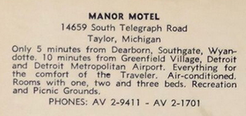 Manor Motel - Vintage Postcard